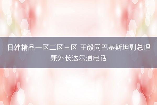 日韩精品一区二区三区 王毅同巴基斯坦副总理兼外长达尔通电话