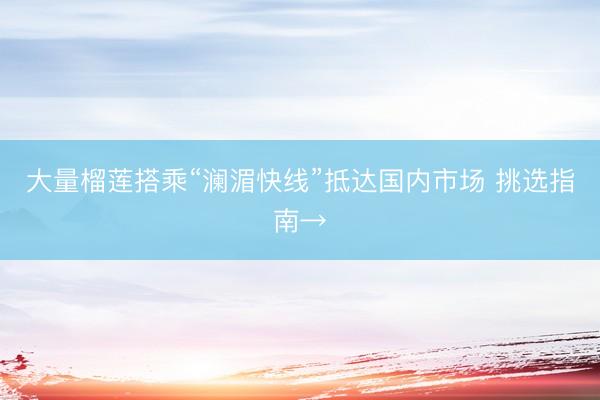 大量榴莲搭乘“澜湄快线”抵达国内市场 挑选指南→
