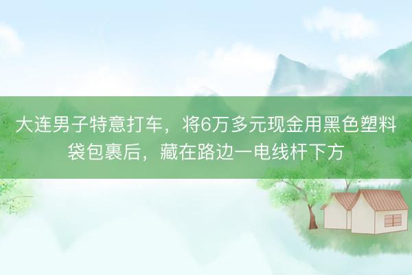 大连男子特意打车，将6万多元现金用黑色塑料袋包裹后，藏在路边一电线杆下方