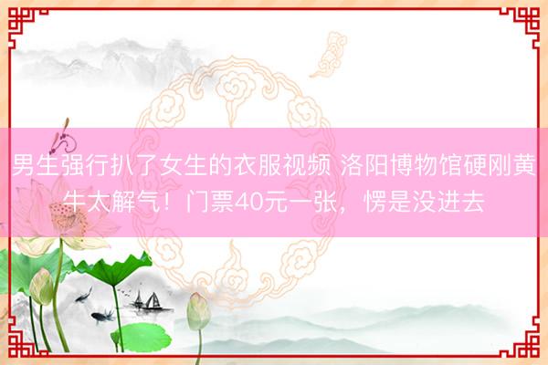 男生强行扒了女生的衣服视频 洛阳博物馆硬刚黄牛太解气！门票40元一张，愣是没进去
