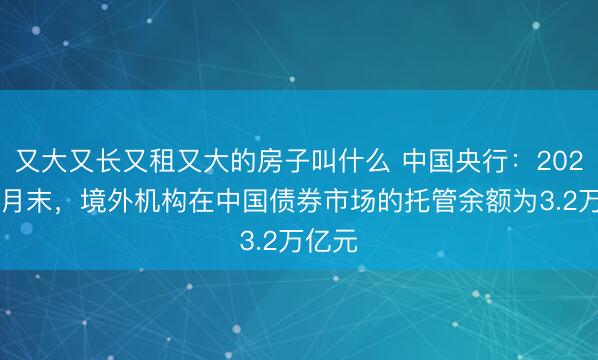 又大又长又租又大的房子叫什么 中国央行:2026年3月末,境外机构在中国债券市场的托管余额为3.2万亿元