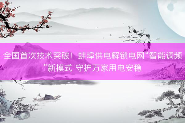 全国首次技术突破!蚌埠供电解锁电网“智能调频”新模式 守护万家用电安稳