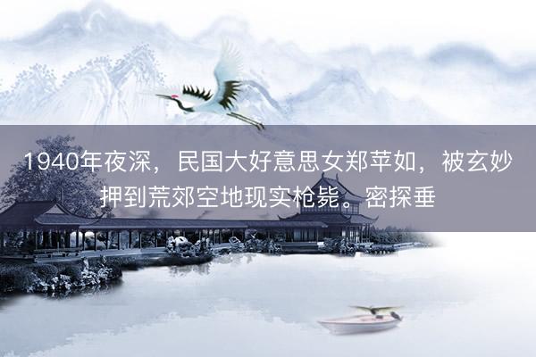 1940年夜深，民国大好意思女郑苹如，被玄妙押到荒郊空地现实枪毙。密探垂