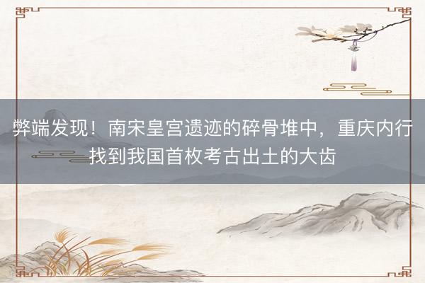弊端发现！南宋皇宫遗迹的碎骨堆中，重庆内行找到我国首枚考古出土的大齿