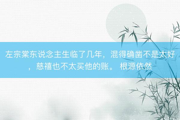 左宗棠东说念主生临了几年，混得确凿不是太好，慈禧也不太买他的账。 根源依然