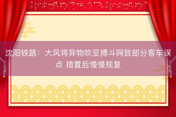 沈阳铁路：大风将异物吹至搏斗网致部分客车误点 措置后慢慢规复