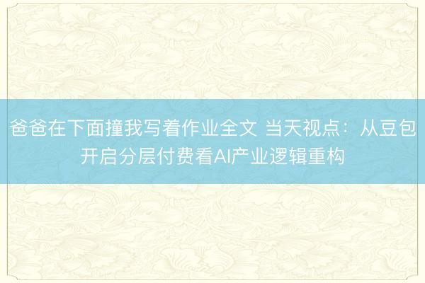 爸爸在下面撞我写着作业全文 当天视点：从豆包开启分层付费看AI产业逻辑重构