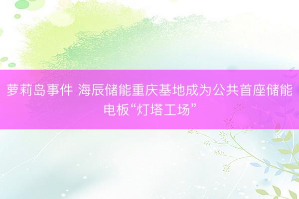 萝莉岛事件 海辰储能重庆基地成为公共首座储能电板“灯塔工场”