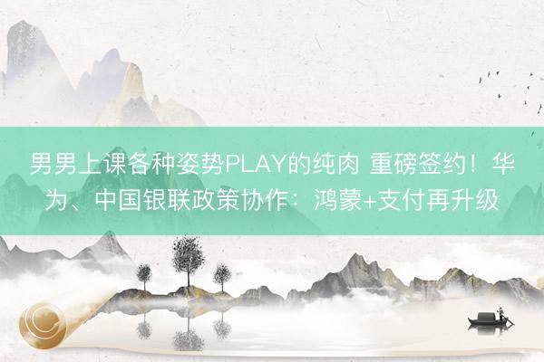 男男上课各种姿势PLAY的纯肉 重磅签约！华为、中国银联政策协作：鸿蒙+支付再升级