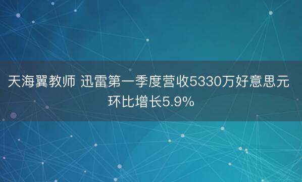 天海翼教师 迅雷第一季度营收5330万好意思元 环比增长5.9%