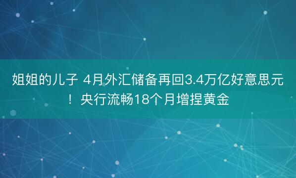 姐姐的儿子 4月外汇储备再回3.4万亿好意思元！央行流畅18个月增捏黄金