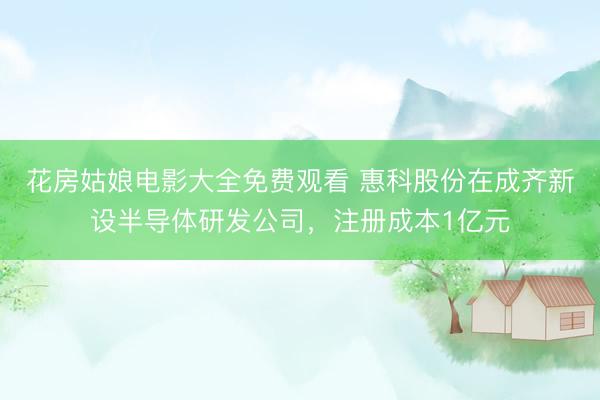 花房姑娘电影大全免费观看 惠科股份在成齐新设半导体研发公司，注册成本1亿元