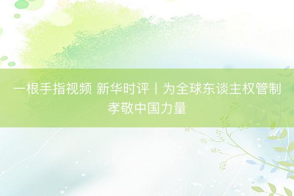 一根手指视频 新华时评丨为全球东谈主权管制孝敬中国力量
