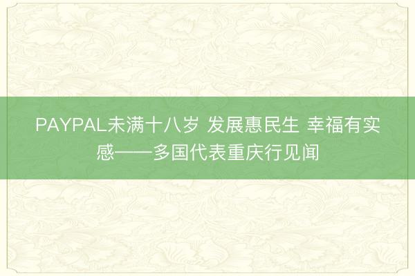 PAYPAL未满十八岁 发展惠民生 幸福有实感——多国代表重庆行见闻