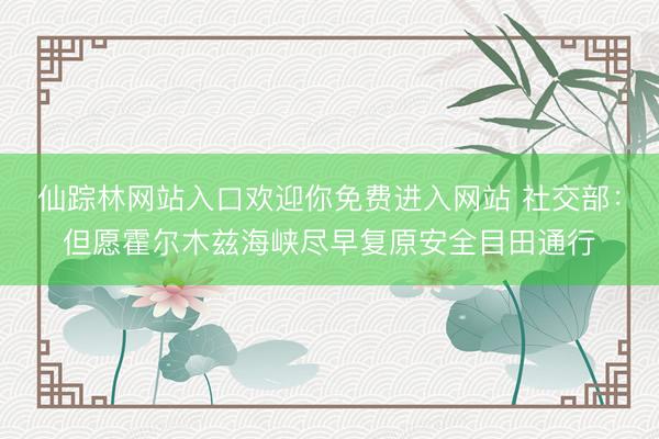 仙踪林网站入口欢迎你免费进入网站 社交部：但愿霍尔木兹海峡尽早复原安全目田通行