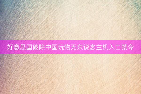 好意思国破除中国玩物无东说念主机入口禁令