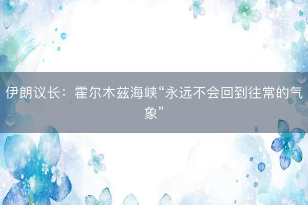 伊朗议长：霍尔木兹海峡“永远不会回到往常的气象”