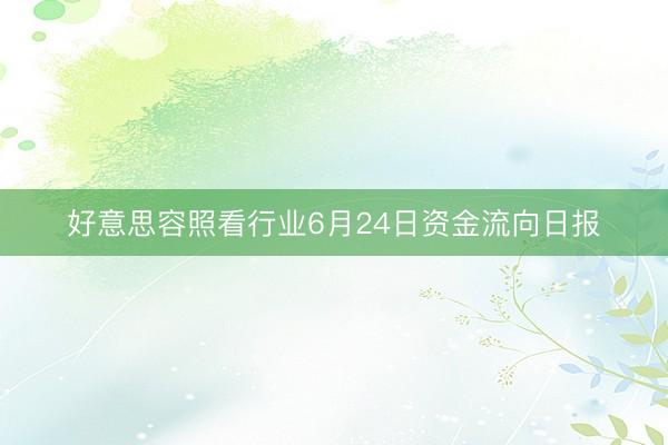 好意思容照看行业6月24日资金流向日报